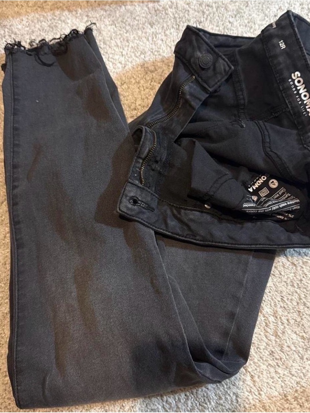 Sonoma Black Women's Skinny Jeans with Raw Frayed Hem